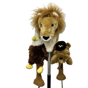 Golf Club Head Covers Animal Plush Lion Eagle Bulldog Driver Irons Set of 3